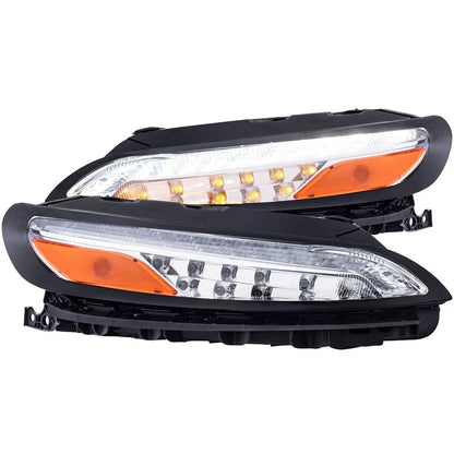 Chrome LED Parking Lights Pair w/Clear/Amber Lens for 2014-2018 Jeep Cherokee
