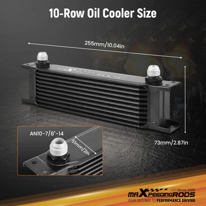 10-Row Engine Oil Cooler for Universal Transmission (10AN) (2010–2024)