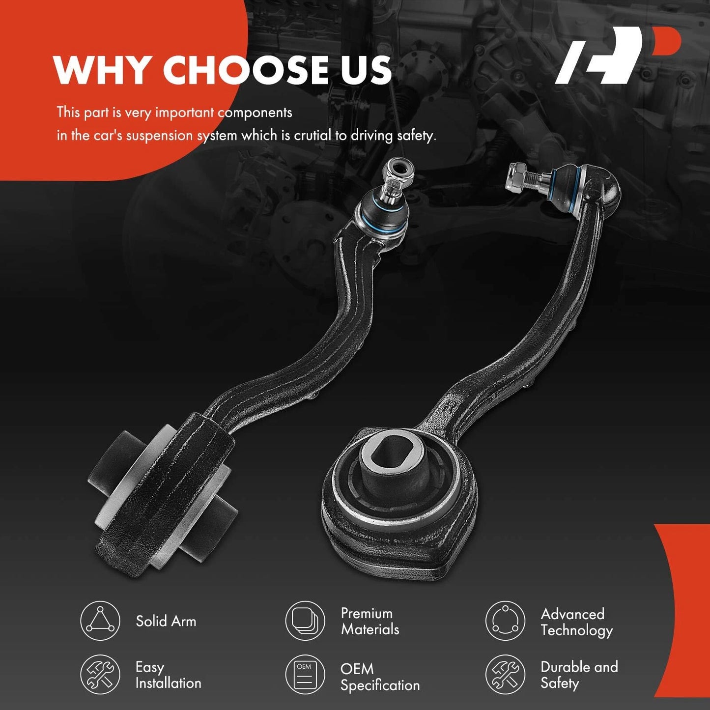 2X Front Lower Rearward Control Arm with Ball Joint for Mercedes