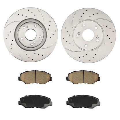 Front Drilled & Slotted Brake Rotors & Ceramic Pads for Honda Pilot (2003–2008)