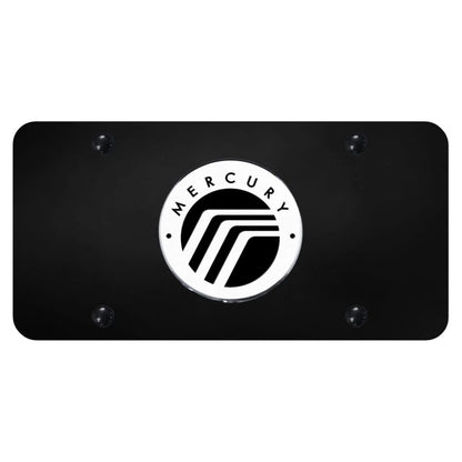 Chrome Logo on Black License Plate - Officially Licensed for Mercury