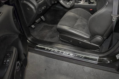 Carbon Fiber Door Sill with White LEDs For 2008-2019 Dodge Challenger