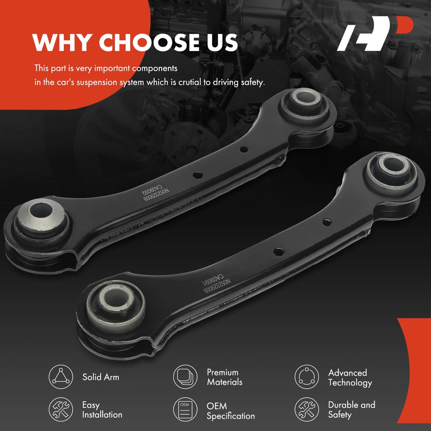 2X Rear Upper Forward Control Arm for Chevrolet Malibu (2016–2019)
