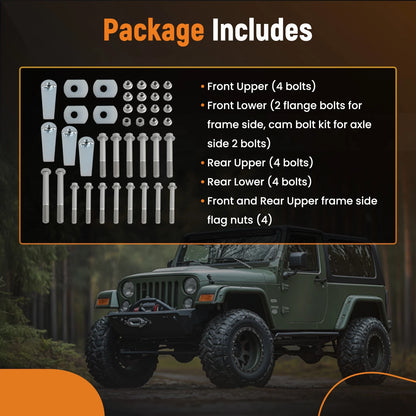 Control Arm Hardware Kit for Jeep Wrangler TJ LJ (1997–2006) Zinc Plated