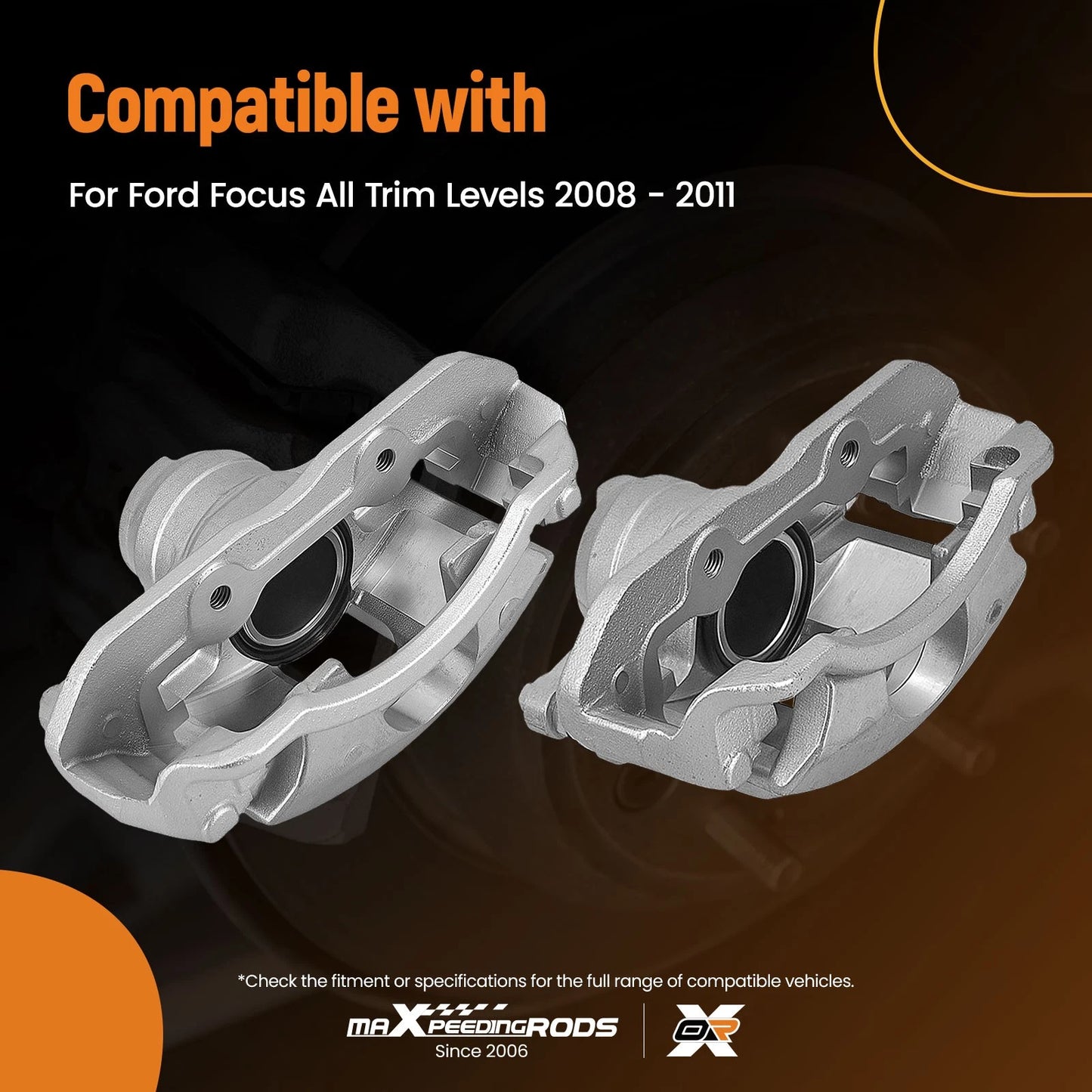 Front Disc Brake Caliper Set for Ford Focus (2008–2011) Left & Right w/Bracket