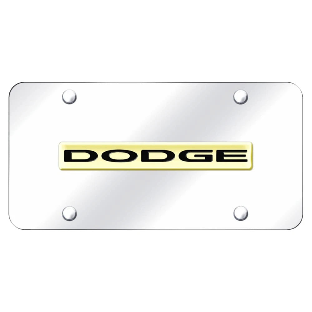Gold Name on Chrome License Plate - Officially Licensed for Dodge