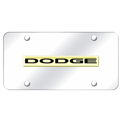 Gold Name on Chrome License Plate - Officially Licensed for Dodge