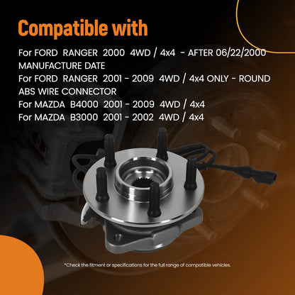 Front Wheel Hub for Ford Explorer Sport Trac 4WD (2001–2005) Round ABS