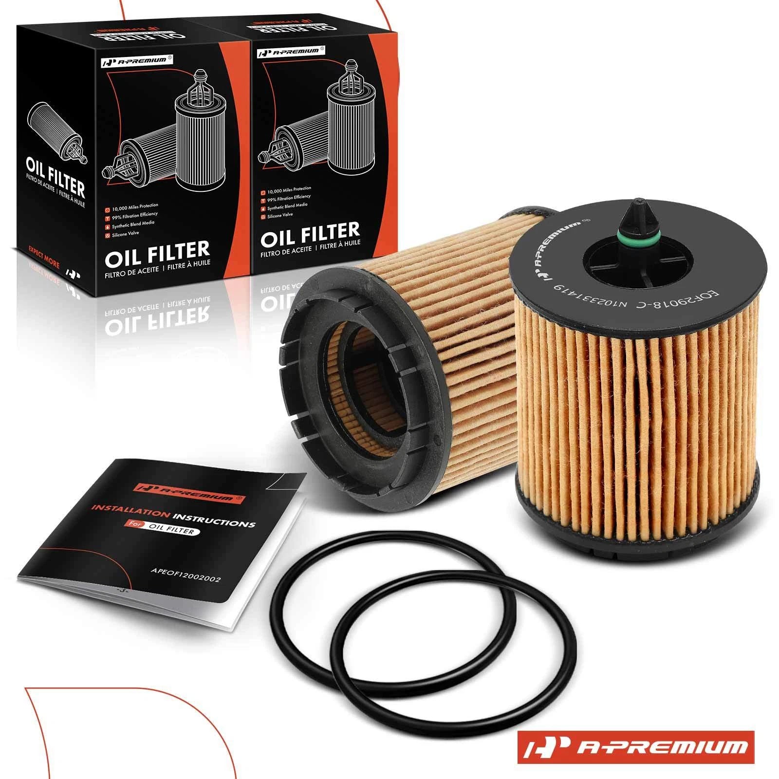2X Engine Oil Filter for Chevy Equinox (2010–2017) Malibu (2004–2014) Impala