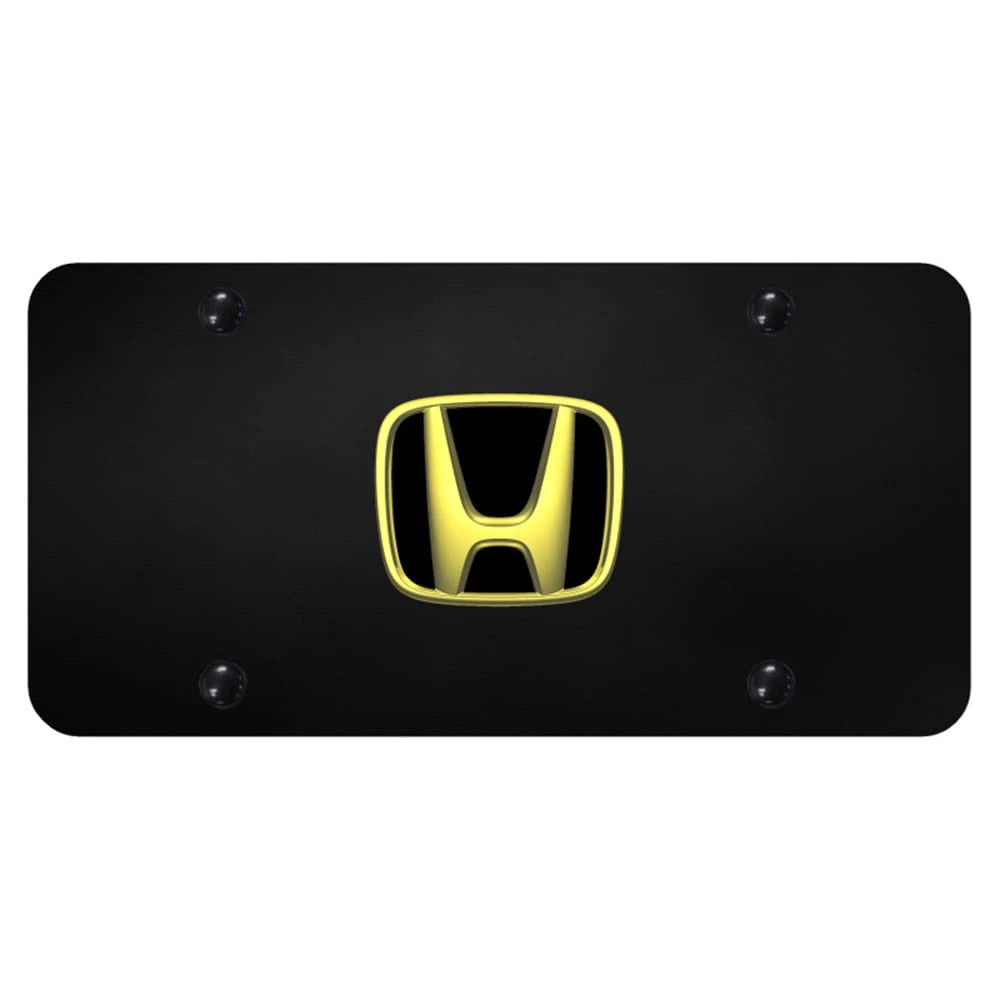 Gold Logo on Black License Plate - Officially Licensed for Honda