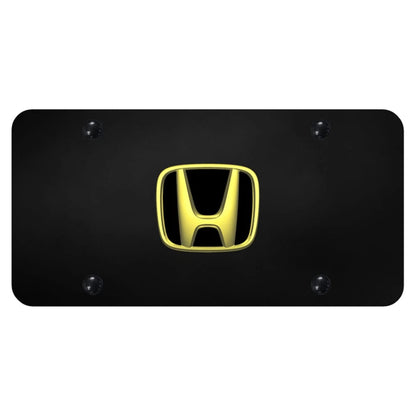 Gold Logo on Black License Plate - Officially Licensed for Honda