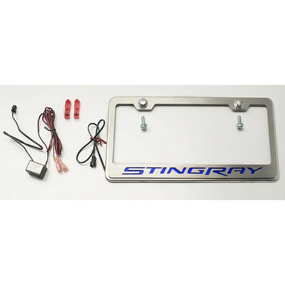 License Plate Frame Polished with Green LED for 2014–2017 Chevy