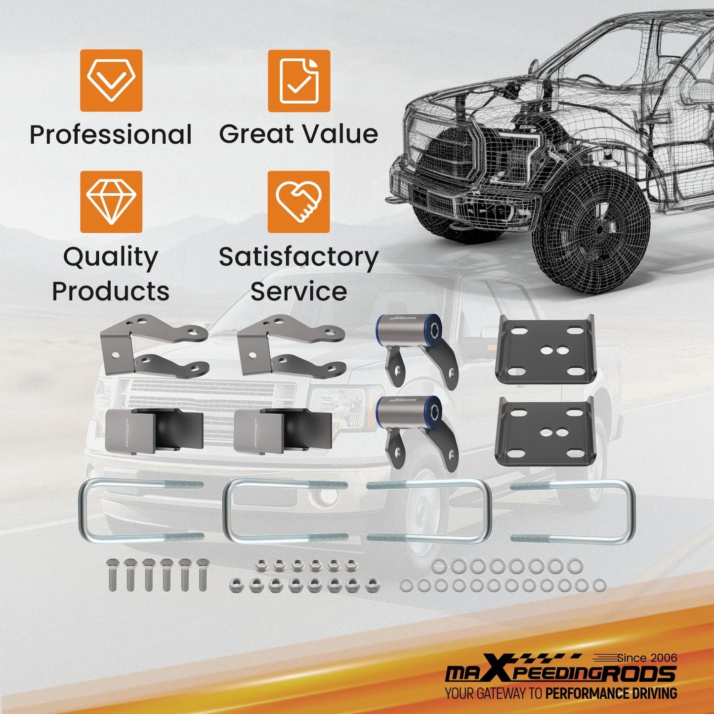 5" Flip Lowering Kit Rear for Ford F-150 2WD (2004–2014) Axle Drop Hardware