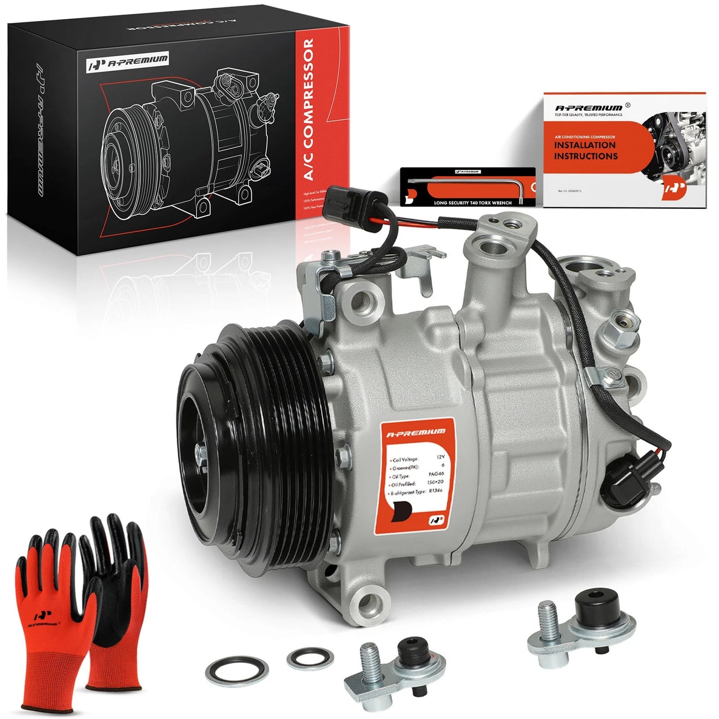 AC Compressor with Clutch for Mercedes-Benz C250 C300 E350 E400 (2015)
