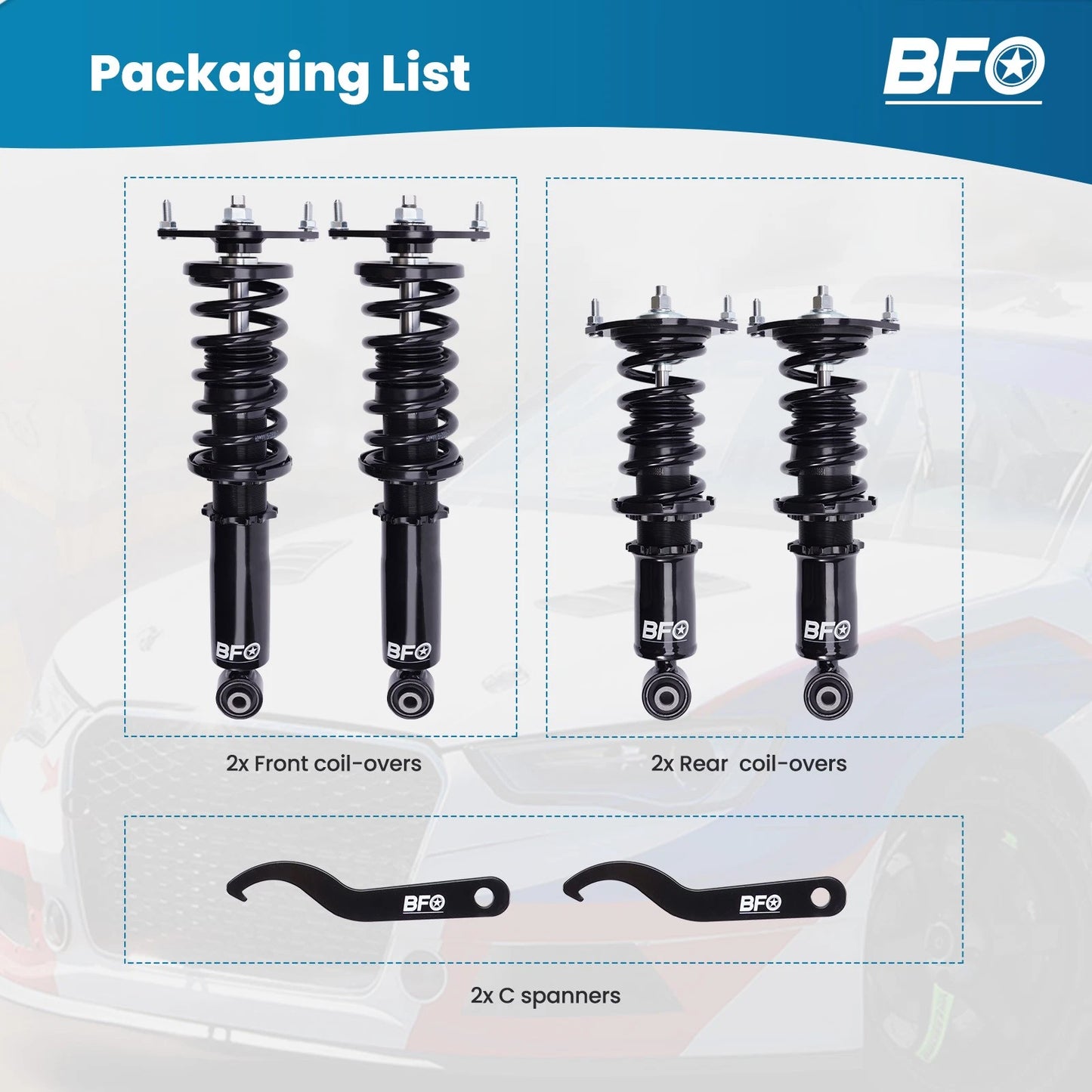 BFO Adjustable Coilover Suspension Kit for Mazda Miata MX-5 (1990–2005)
