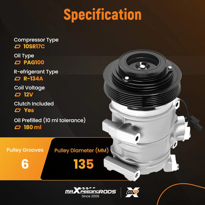 A/C Compressor & Clutch for Acura MDX V6 3.7L (2007–2013) ZDX V6 3.7L (2010–2013)