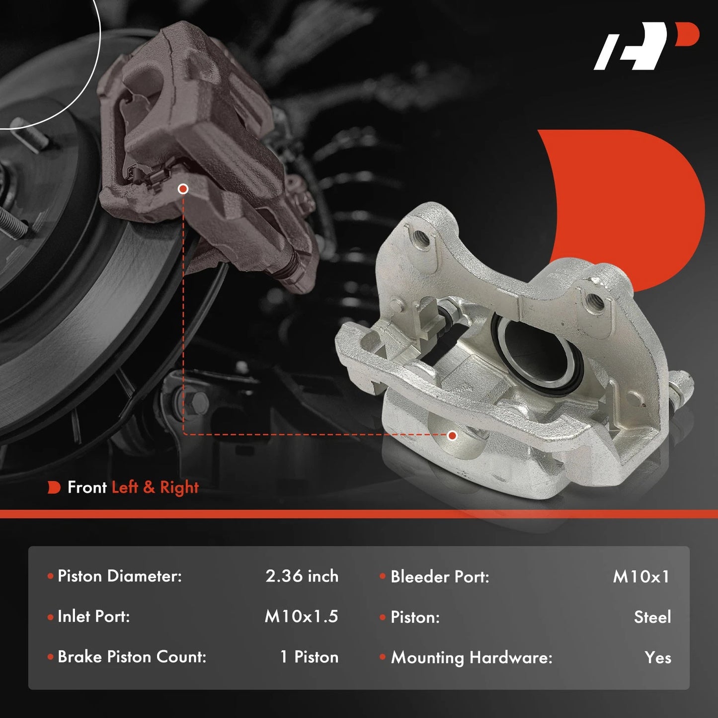 2X Front Disc Brake Caliper with Bracket for Chevy Caprice (2011–2017)