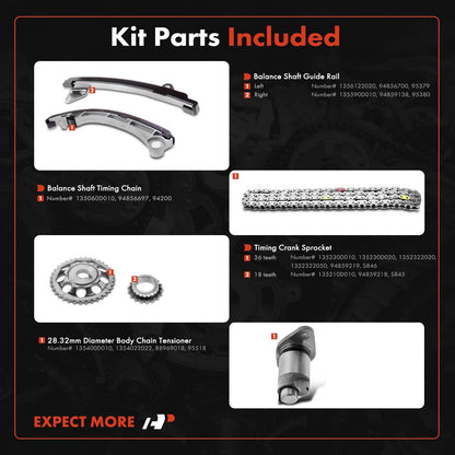 6x Timing Chain Kit for Toyota Corolla (2000–2008) Matrix (2003–2008)