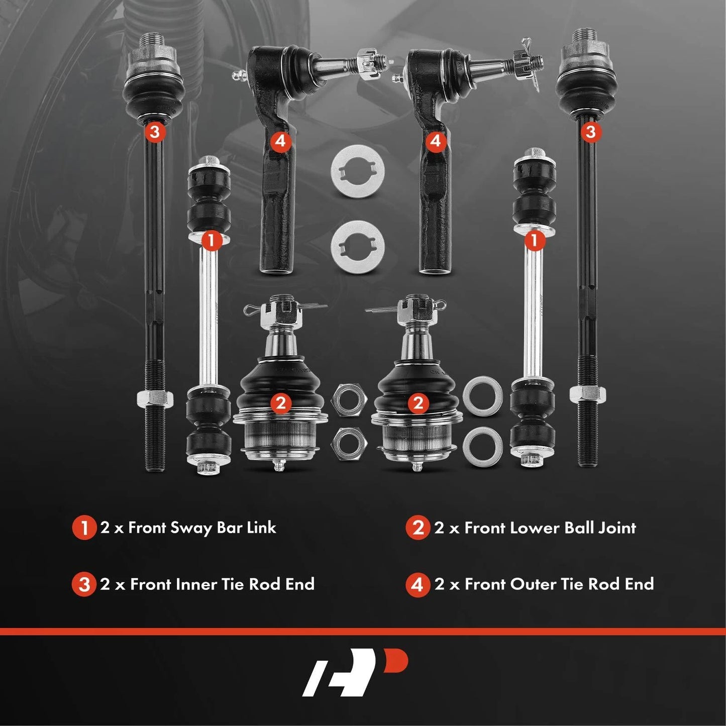 8x Front Sway Bar Tie Rod Ends for Chevy Silverado 1500 (2000–2006)