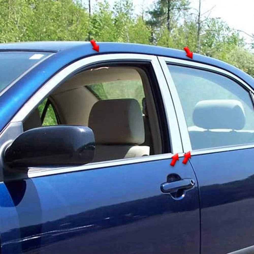 Luxury FX Chrome Window Package with Posts for 2003-2008 Toyota Corolla