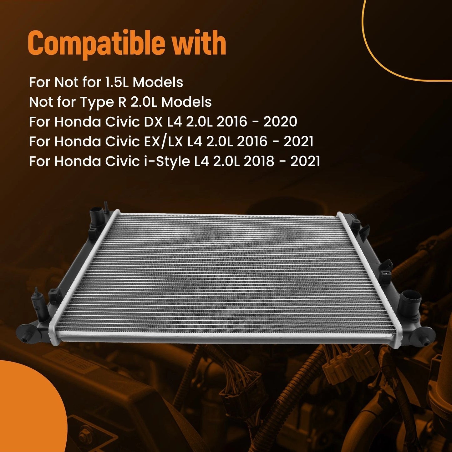 Aluminum Radiator for Honda Civic 2.0L (2016–2020)