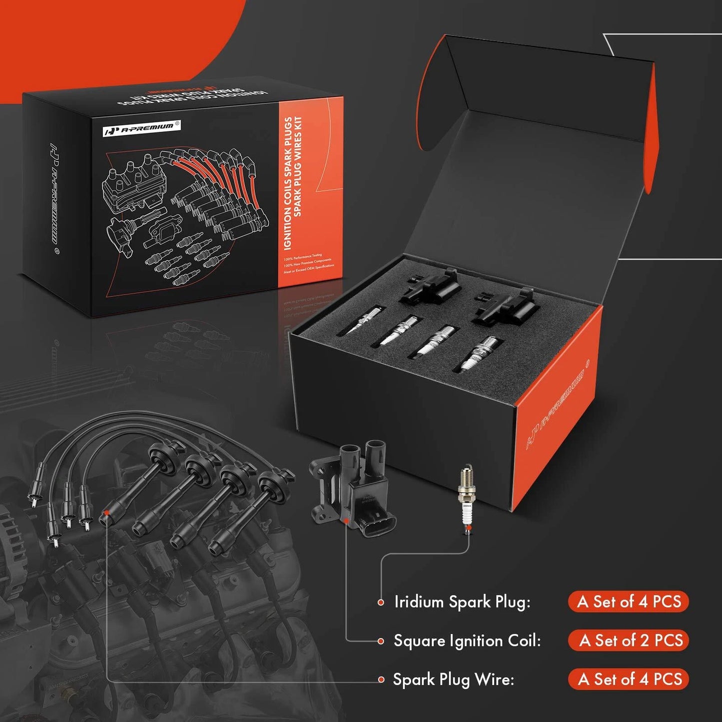 2X Ignition Coils & 4X Iridium Spark Plugs for Chevy Prizm (1998–2002)