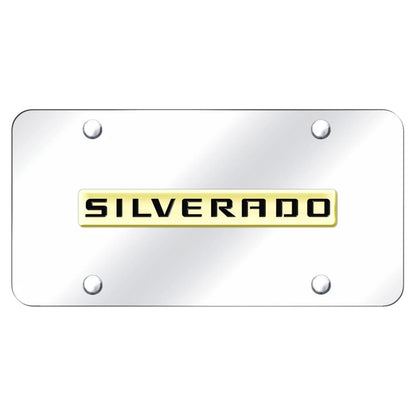 Gold Name on Chrome License Plate - Officially Licensed for Chevrolet Silverado