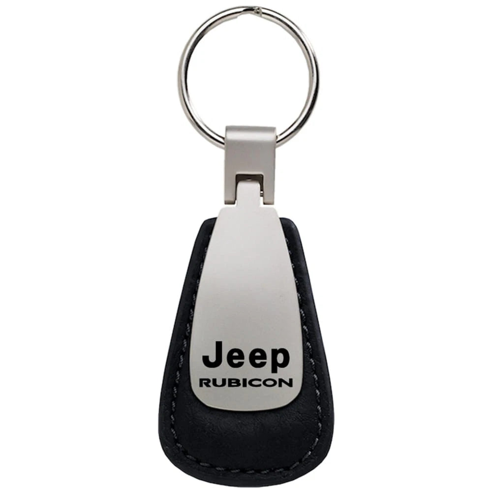 Black Leather Teardrop Keychain - Officially Licensed for Jeep Rubicon