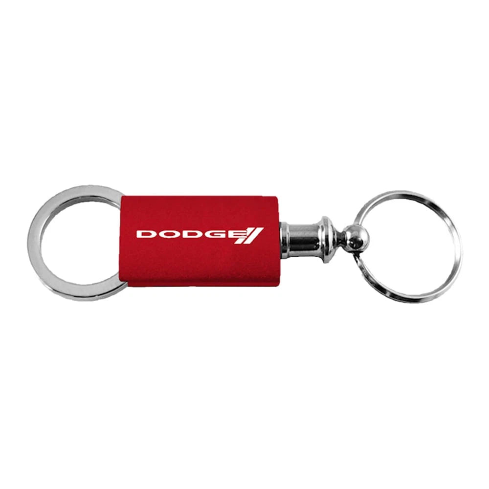 Stripe Logo on Red Anodized Valet Keychain - Officially Licensed for Dodge