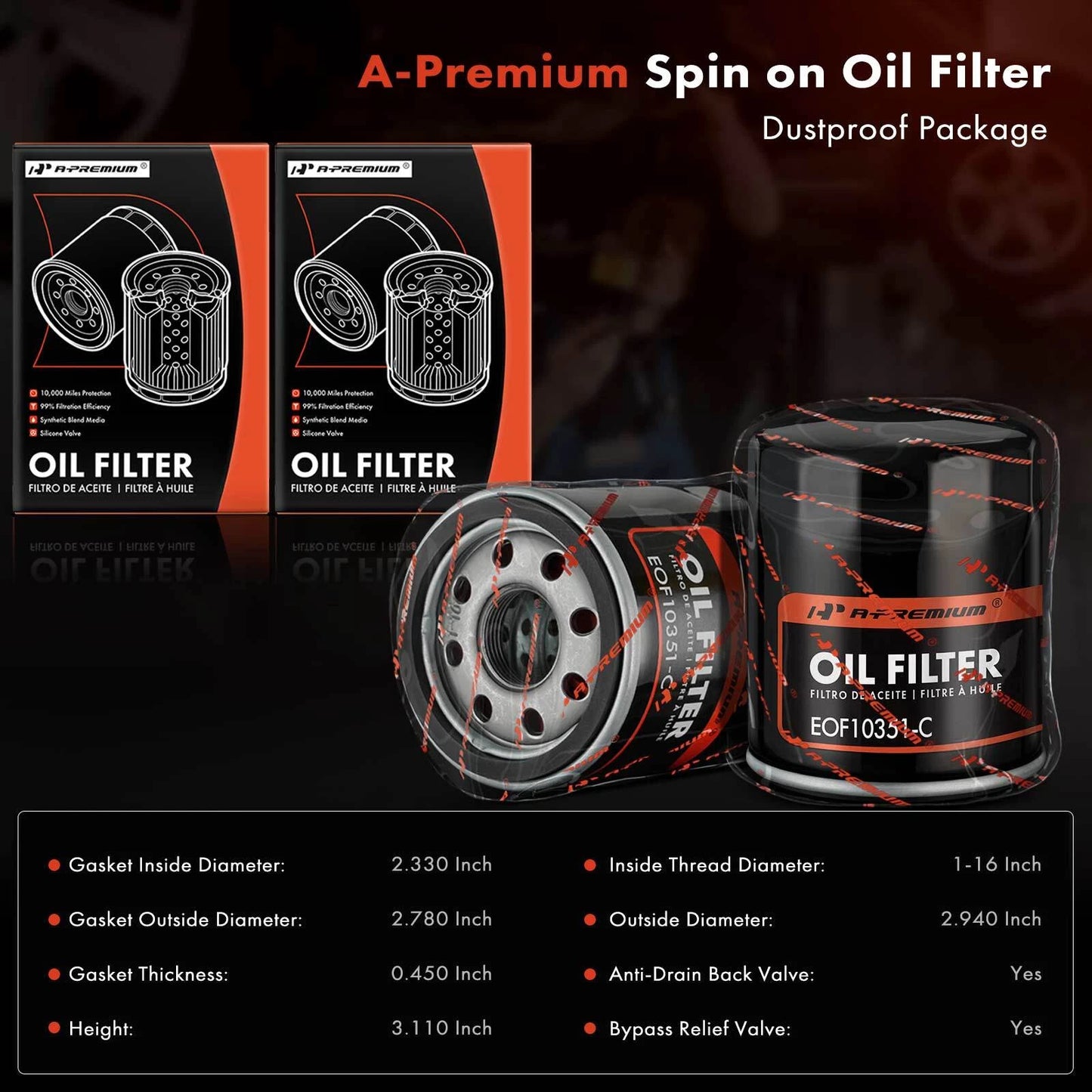 2X Engine Oil Filter for Chevy Silverado 1500 (2019–2024) GMC Sierra 1500