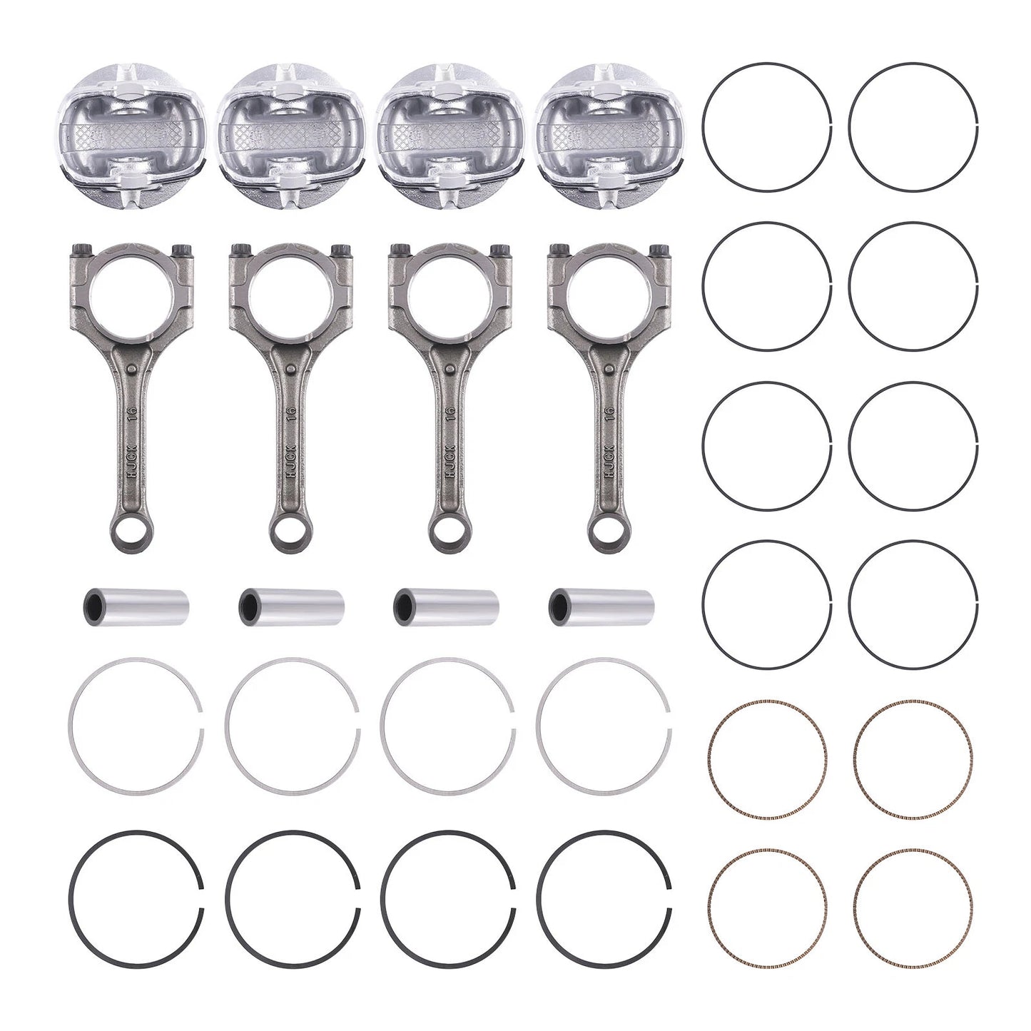 4Pcs Connecting Rod & Piston Kit for Hyundai Accent Kia Rio Soul 2012–2016