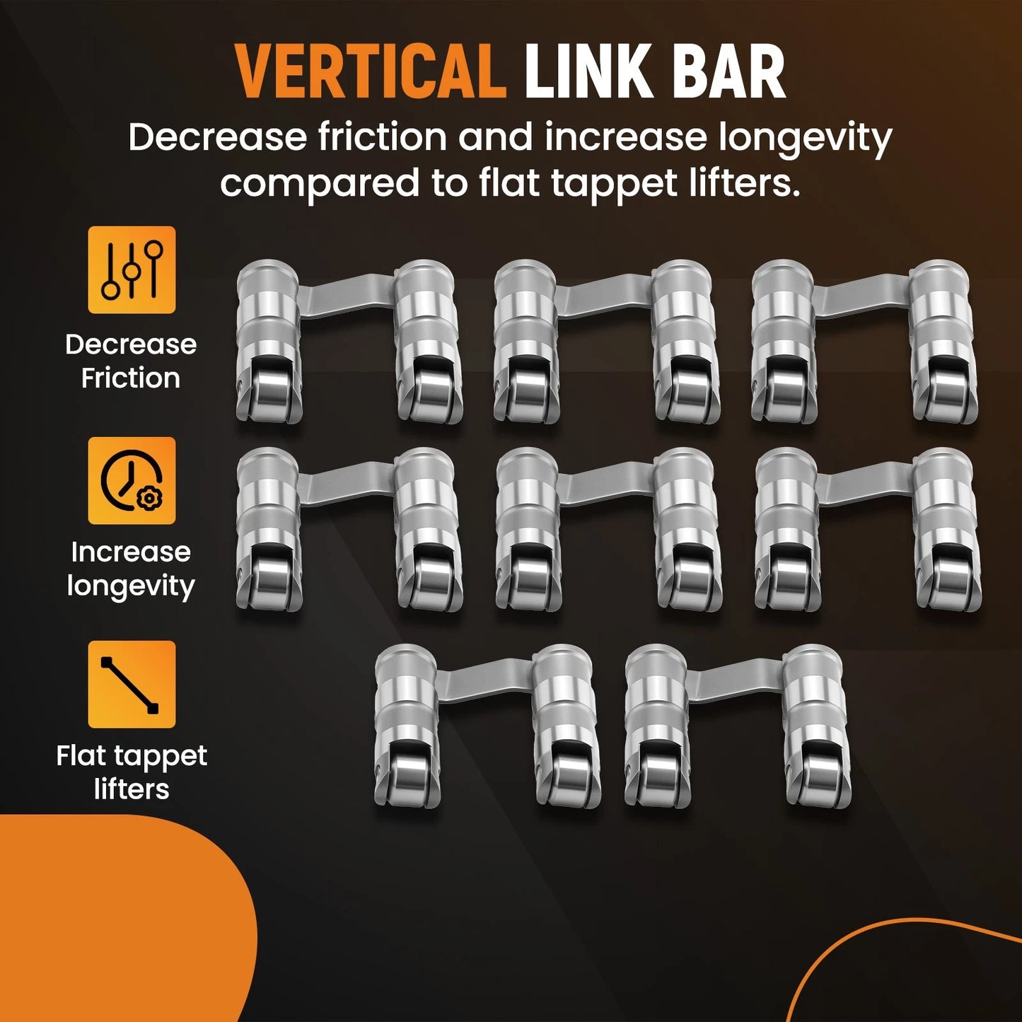 16x Hydraulic Roller Lifter for Chevy Chevrolet Big Block BBC (1966–1973)