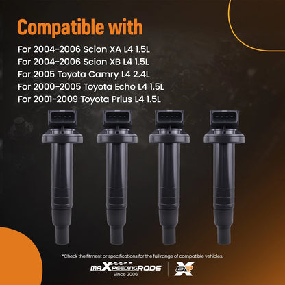 4x Ignition Coil Set for Toyota Echo Prius Scion xA xB (2000–2009)