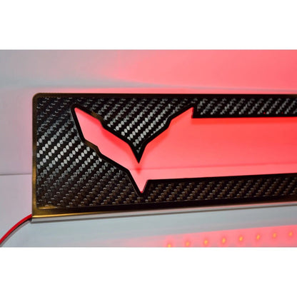 Carbon Fiber Door Sill Inserts with Red LED for Chevrolet Corvette Z06 (2014–2019)