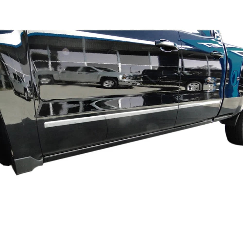 Chrome Body Side Moldings W/O Fact. Moldings for 2014-16 Chevy Silverado DBL Cab