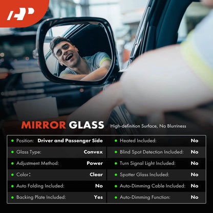 2X Heated Mirror Glass for Chevy Traverse (2009–2015) GMC Acadia