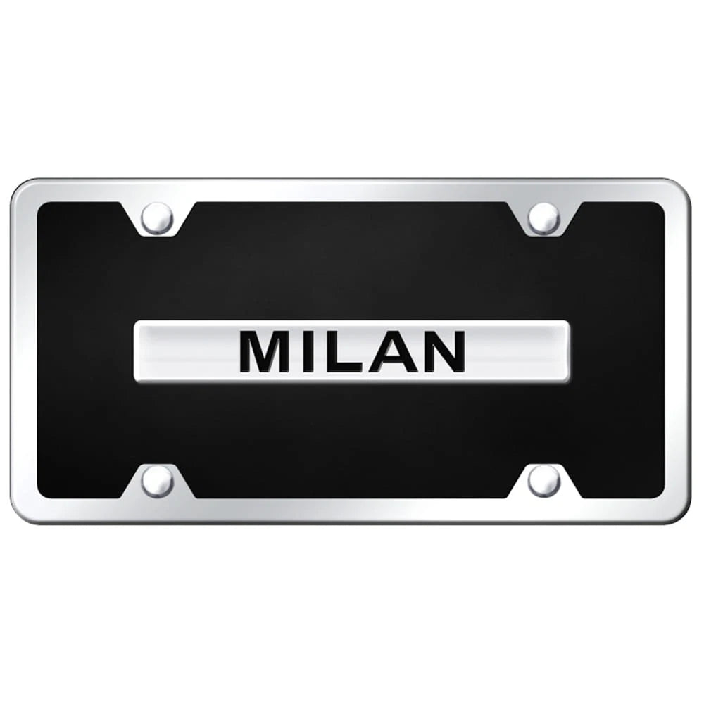 Chrome on Black Acrylic License Plate Kit -Officially Licensed for Mercury Milan