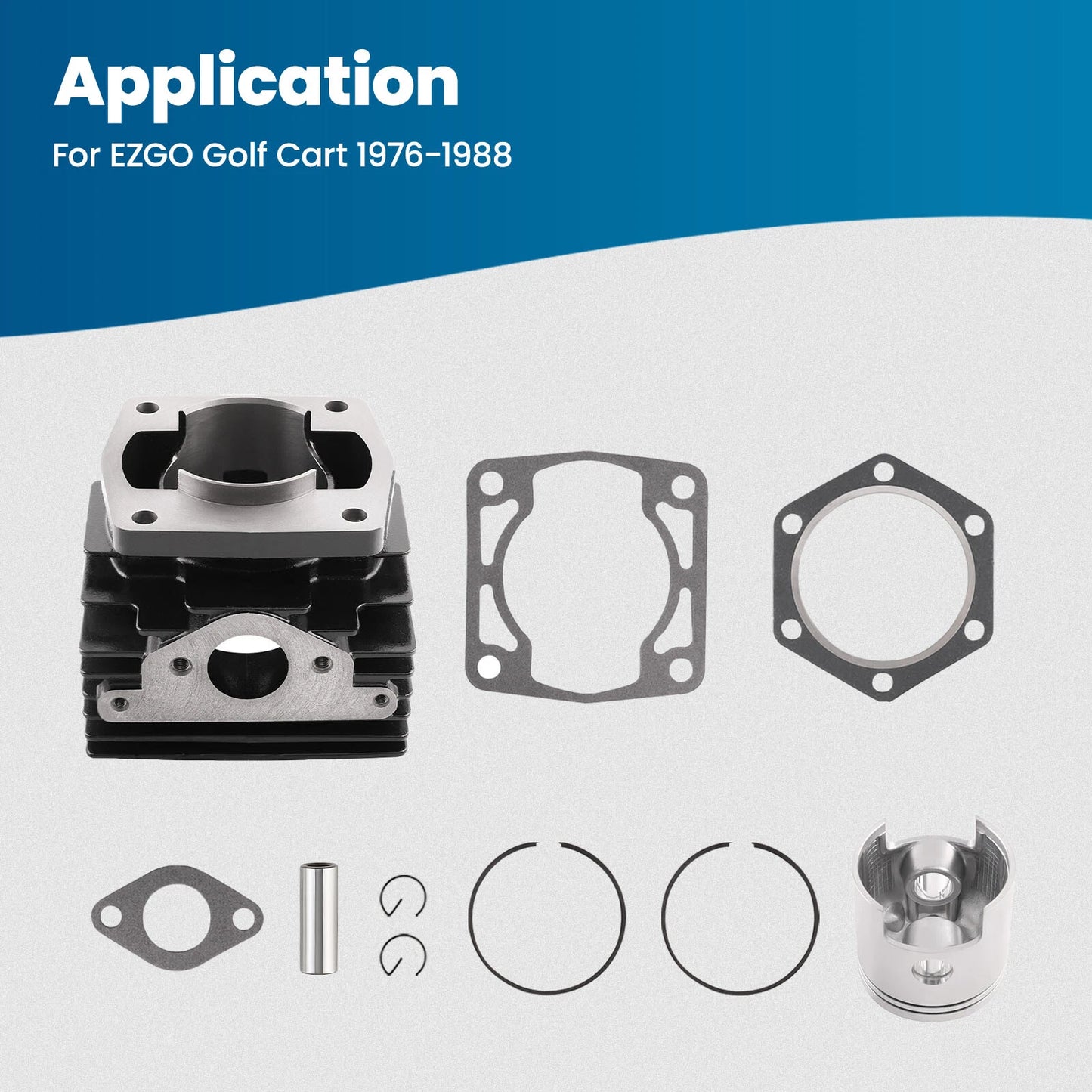 Engine Cylinder & Piston Rebuild Kit for EZGO 1976–1988 2 Cycle 244CC