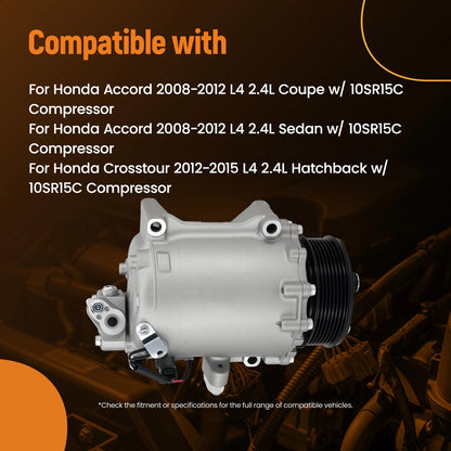 Air Conditioning A/C Compressor for Honda Accord 2.4L (2008–2012)