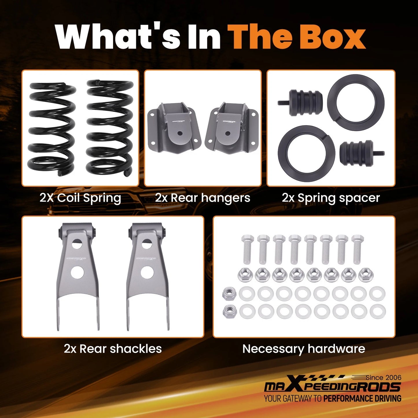 Front 2 in / Rear 4 in Lowering Kit for Dodge Ram 1500 2WD (1994–1999)