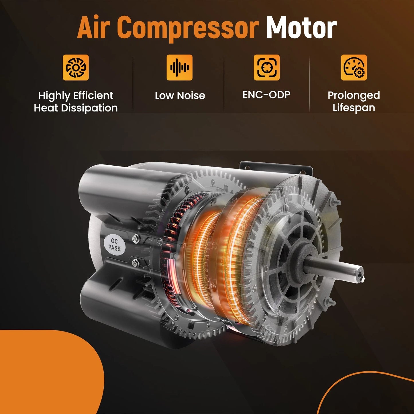 Air Compressor Electric Motor for 1-Phase (3450 RPM) 56 Frame (230 V)