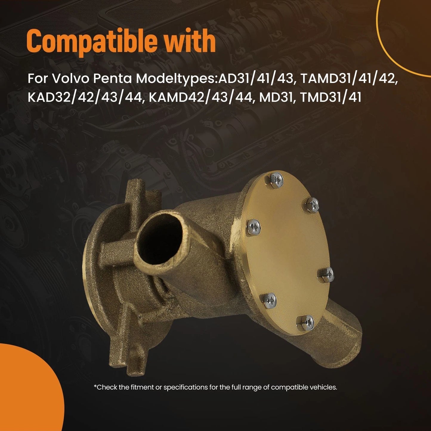 Engine Water Cooling Pump for Volvo Penta AD31X TAMD31P-A (2010–2011)