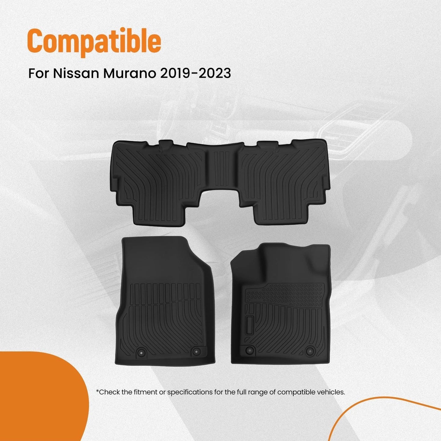All-Weather Floor Mats for Nissan Murano (2019–2023) TPE Rubber Black