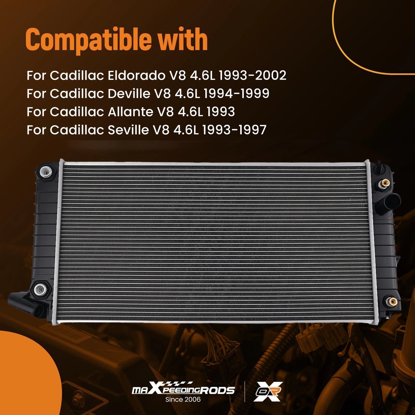 Coolant Radiator for Cadillac Seville 4.6L V8 (1993–1997) Crossflow