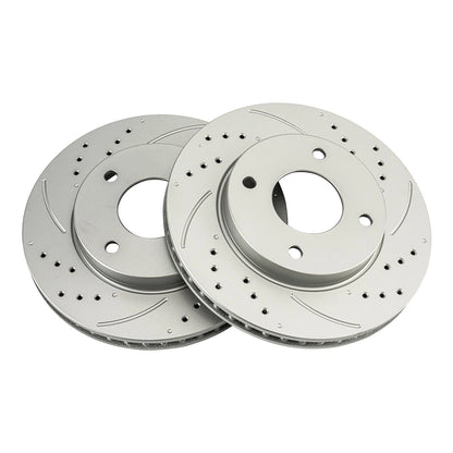 Drilled Slotted Vented Front Brake Rotor Pair for Nissan Versa (2009–2011)