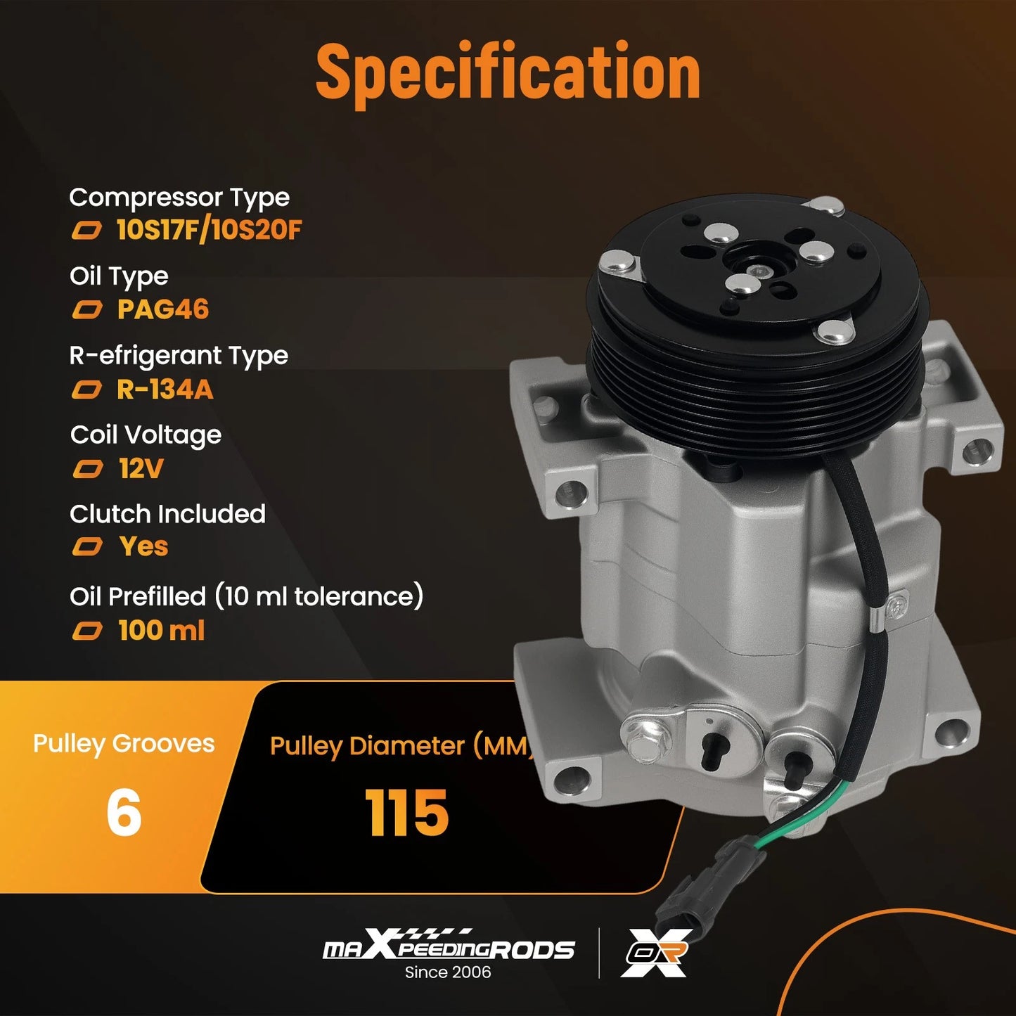 A/C Compressor & Clutch for Chevrolet Express 1500 2500 4.3L V6 (2003–2009)