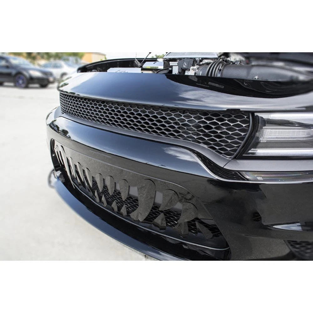 Black Powder Coated Front Sabretooth Grille Overlay for 2015-16 Charger Hellcat
