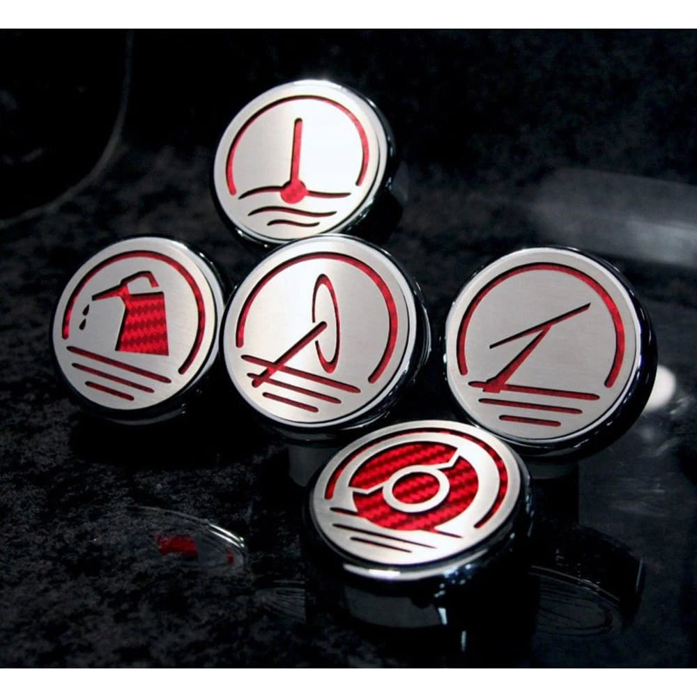 Chrome Cap Covers w/White Carbon Fiber Inlay for 10-15 Chevy Camaro V6 Automatic