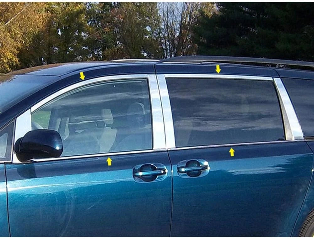 8p Luxury FX Chrome Window Package (w/o Posts) For 2011-2020 Toyota Sienna