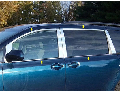 8p Luxury FX Chrome Window Package (w/o Posts) For 2011-2020 Toyota Sienna
